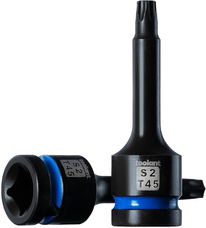 toolant Torx T45 Impact Bit Socket Set 2pcs,1/2" S2 Steel Air Drive Star Sockets, Long High Impact Bits,Professional Mechanic & Automotive Repair Socket Set - Image 1